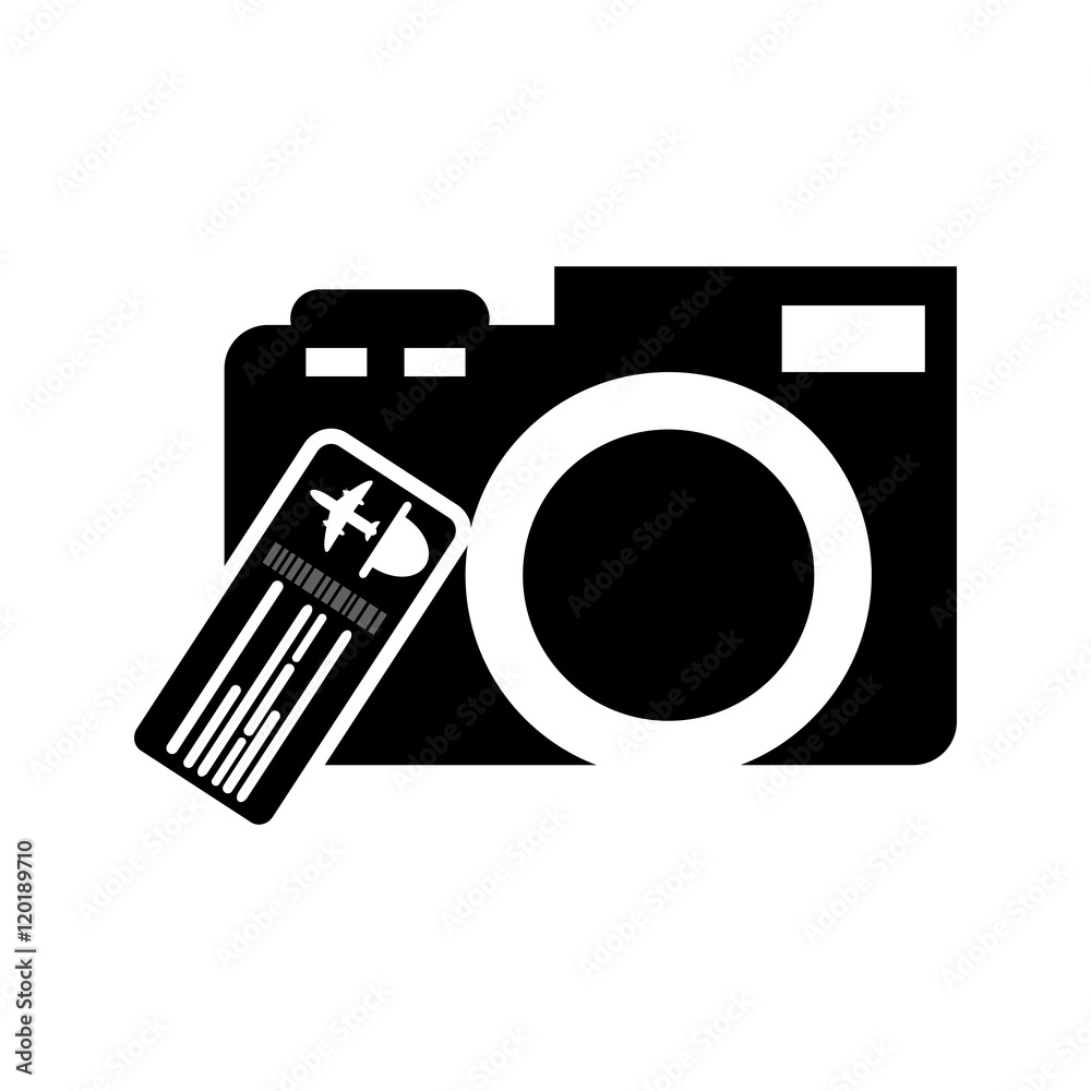 flat design photographic camera and boarding pass icon vector illustration flat design photographic camera and boarding pass icon vector illustration