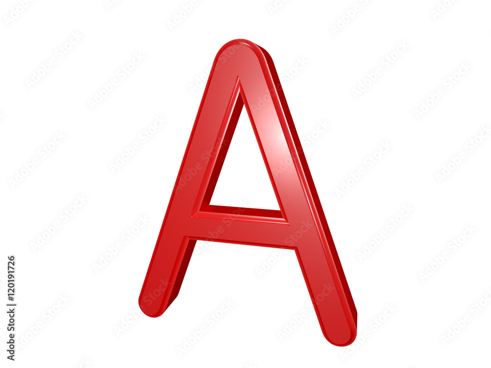 Red letter A isolated on white, 3d illustration Red letter A isolated on white, 3d illustration