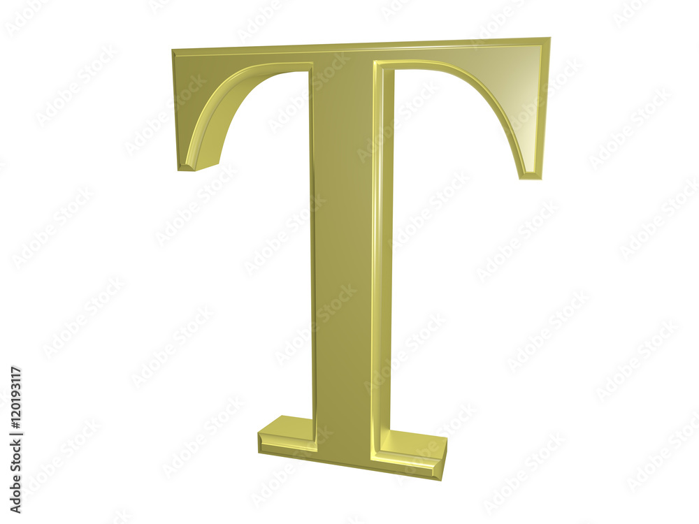 Gold letter T isolated on white, 3d illustration Gold letter T isolated on white, 3d illustration