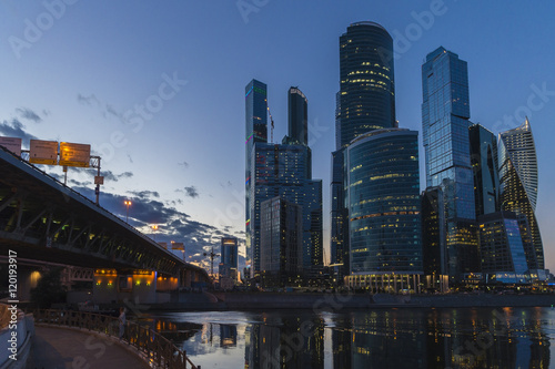 The Moscow international business center. Moscow City. Skyscrapers. Evening. 