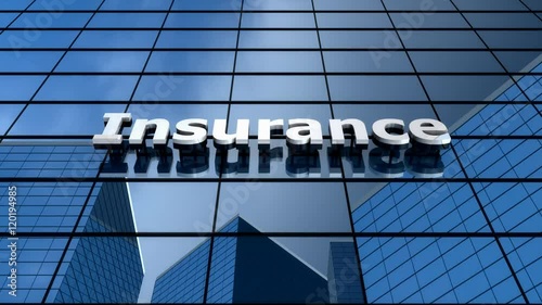 Computer generated, Insurance company building, clouds time-lapse.	