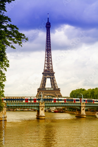 Eiffel tower and metro in Paris