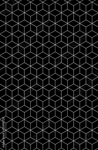 Black & white abstract paterns. It's hexagon or cubic.