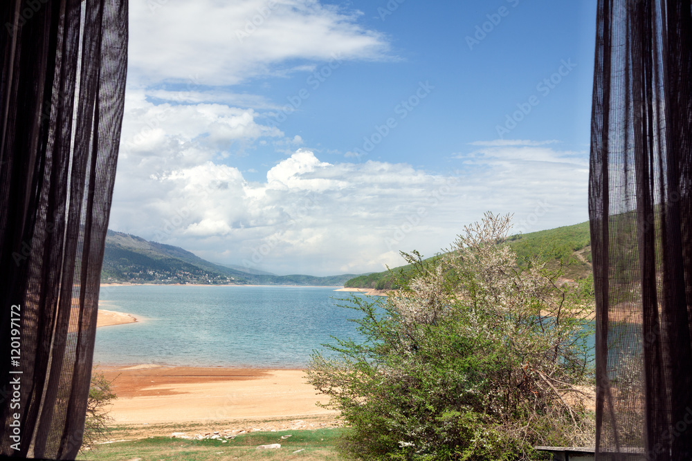 Mavrovo Lake view from a window, Macedonia