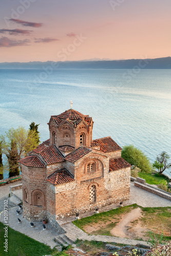 St John Kaneo church, Lake Ohrid at sunset, Macedonia