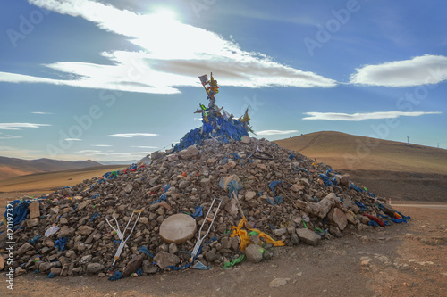 Ritual pile of stones - oboo photo