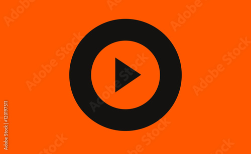 Vector play symbol button on flat background