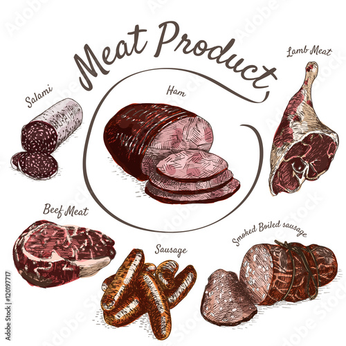 Meat product illustration.