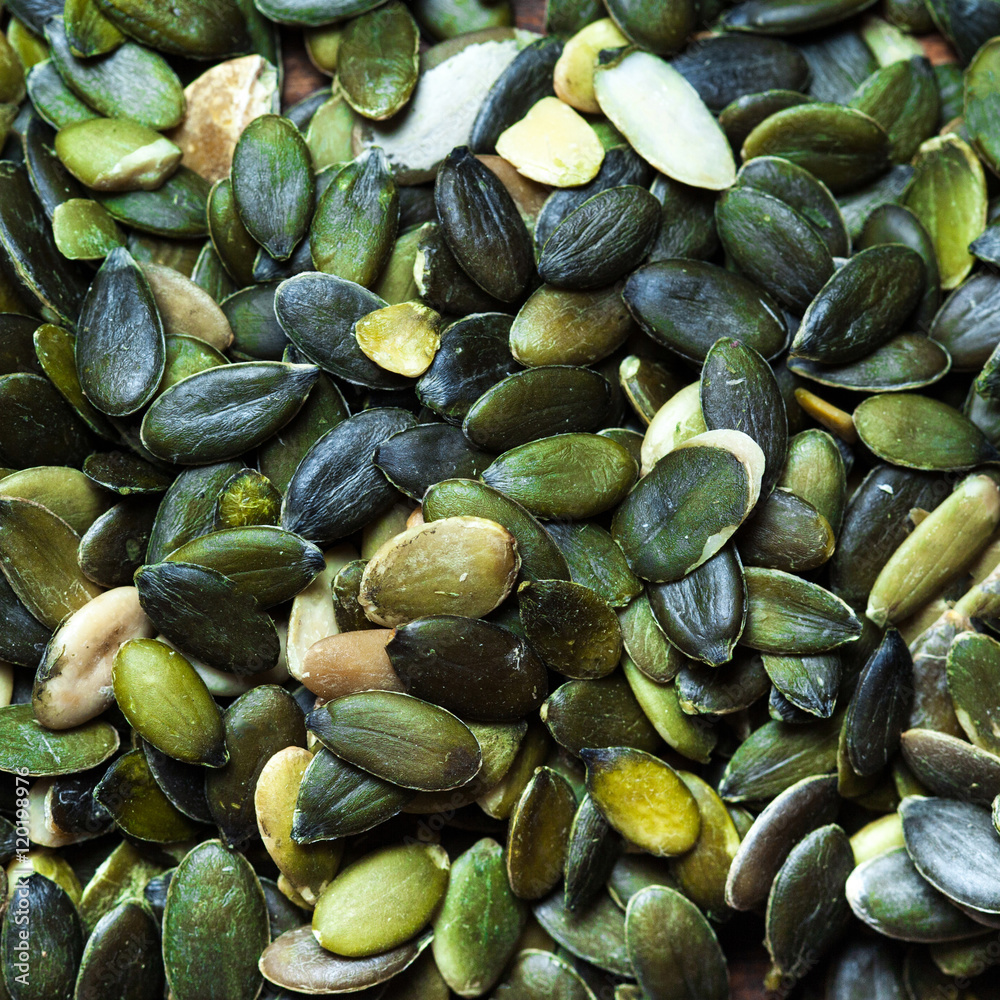 ..Pumpkin seeds background top view image ..Pumpkin seeds background top view image