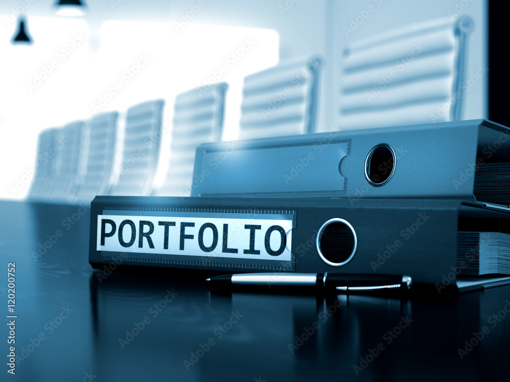 Portfolio on Ring Binder. Blurred Image. 3D Rendering. Portfolio on Ring Binder. Blurred Image. 3D Rendering.