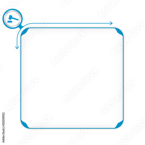 Vector blue box to fill your text and symbol of justice