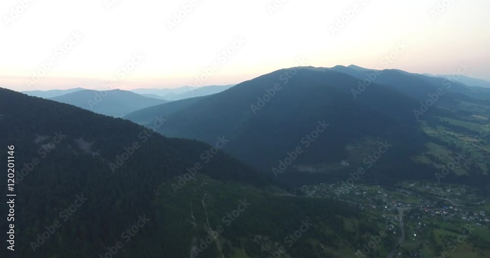 Aerial View Flight over the Mountains. Ukraine. Sunevyr. Flying over the River. Forest Valley. Morning Fog. 4K Aerial View Flight over the Mountains. Ukraine. Sunevyr. Flying over the River. Forest Valley. Morning Fog. 4K