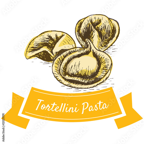 Tortellini pasta colorful illustration.