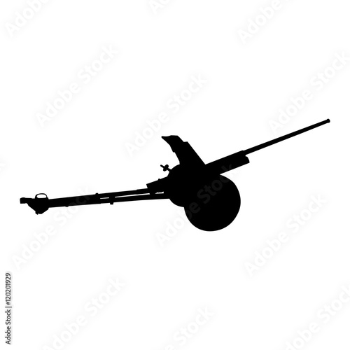 Artillery gun silhouette. Howitzer icon. Vector illustration