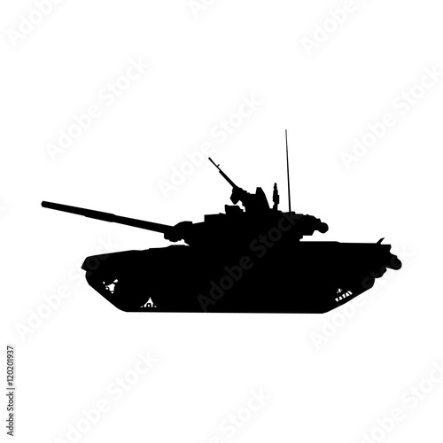 Military tank silhouette. Howitzer icon. Vector illustration