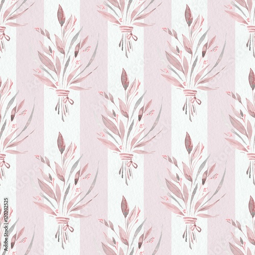 Background with wildflowers. Watercolor seamless pattern 11 on paper texture