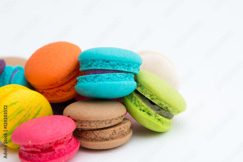 Colorful macaron on white background Colorful macaron on white background