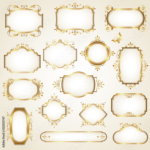 White gold-framed labels