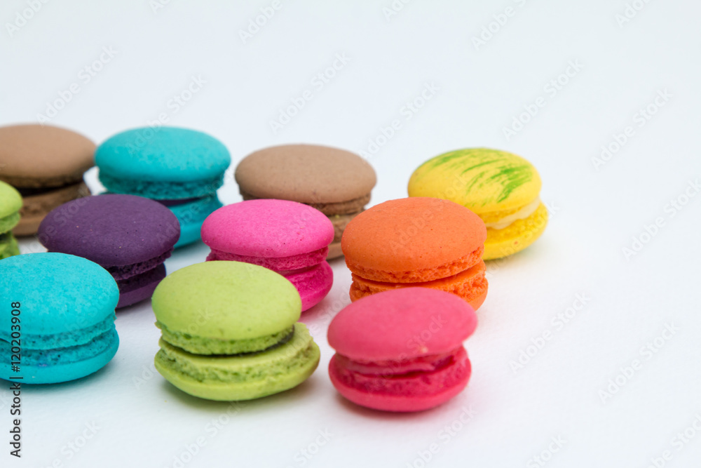 Colorful macaron on white background Colorful macaron on white background