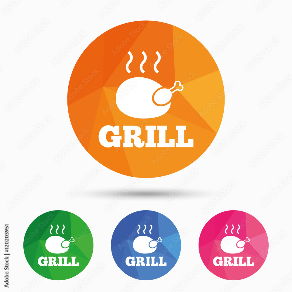 Chicken grill sign icon. Hen bird meat symbol. Chicken grill sign icon. Hen bird meat symbol.