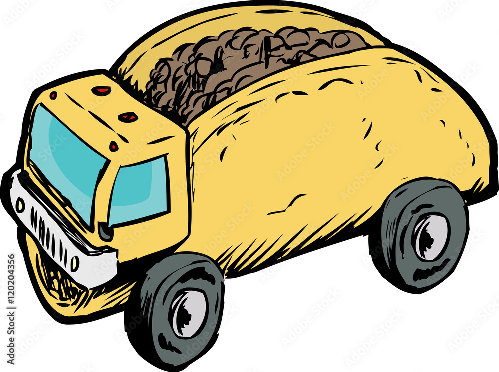 Fotografie Single Beef Taco Dump Truck Drawing