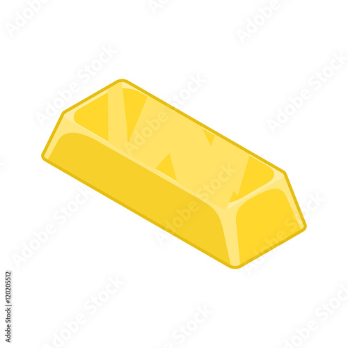 Ingot of gold isolated. Cast precious metal on white background.