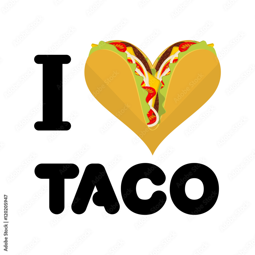 Φωτογραφία I love taco. Heart symbol of Mexican food. Tortilla chips and on