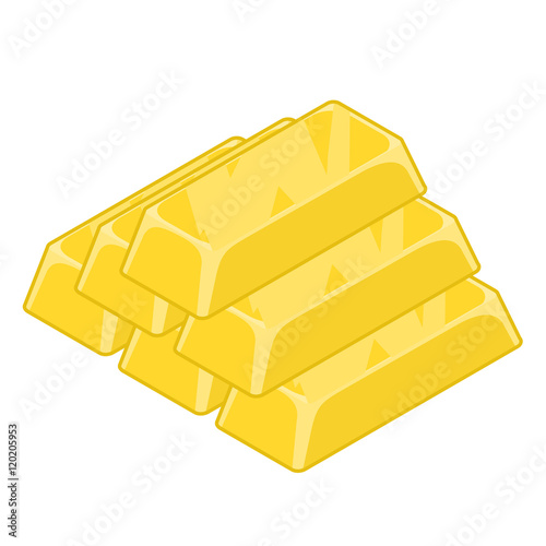 Ingot of gold isolated. Cast precious metal on white background.