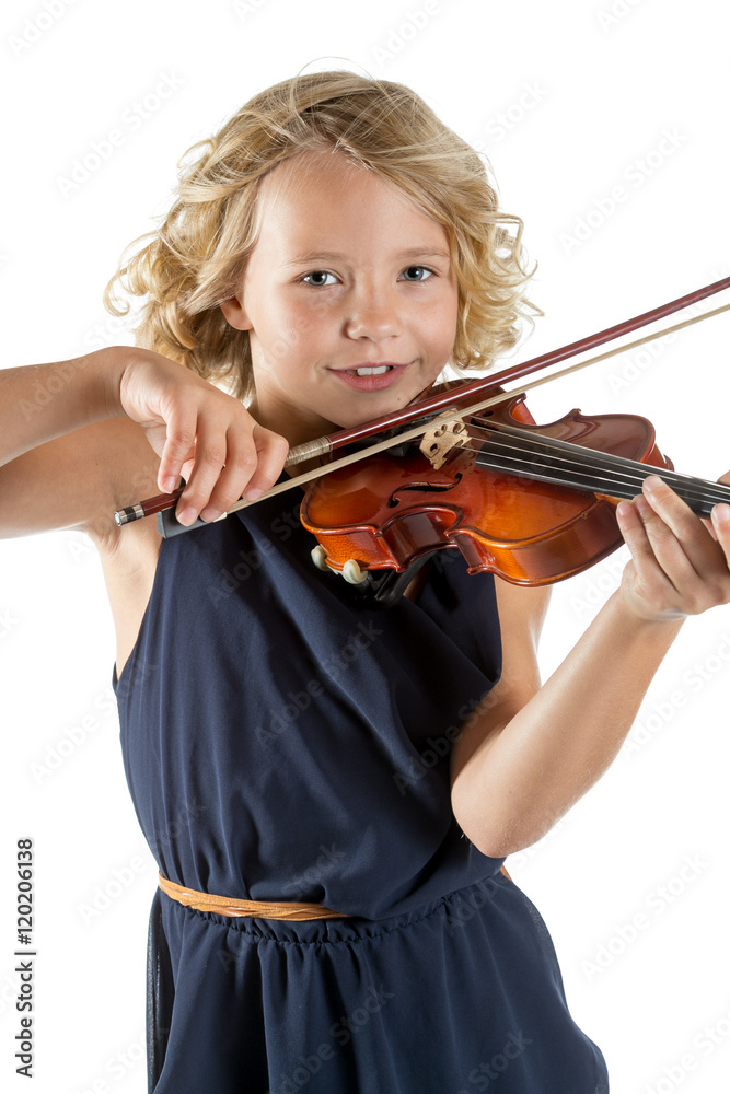 Girl playing a violin on white background Girl playing a violin on white background