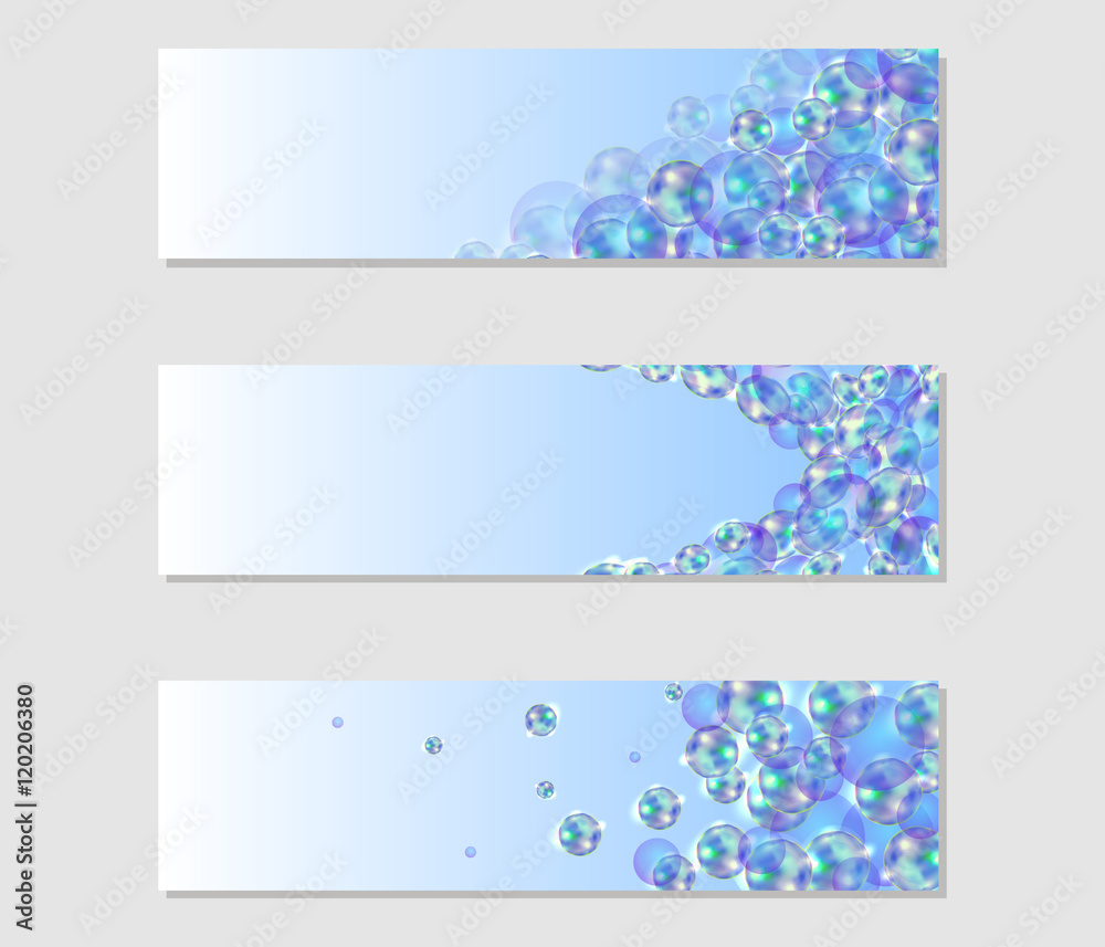 Set of banners with colored bubbles