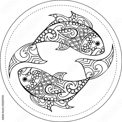 Hand drawn vector doodle pisces illustration