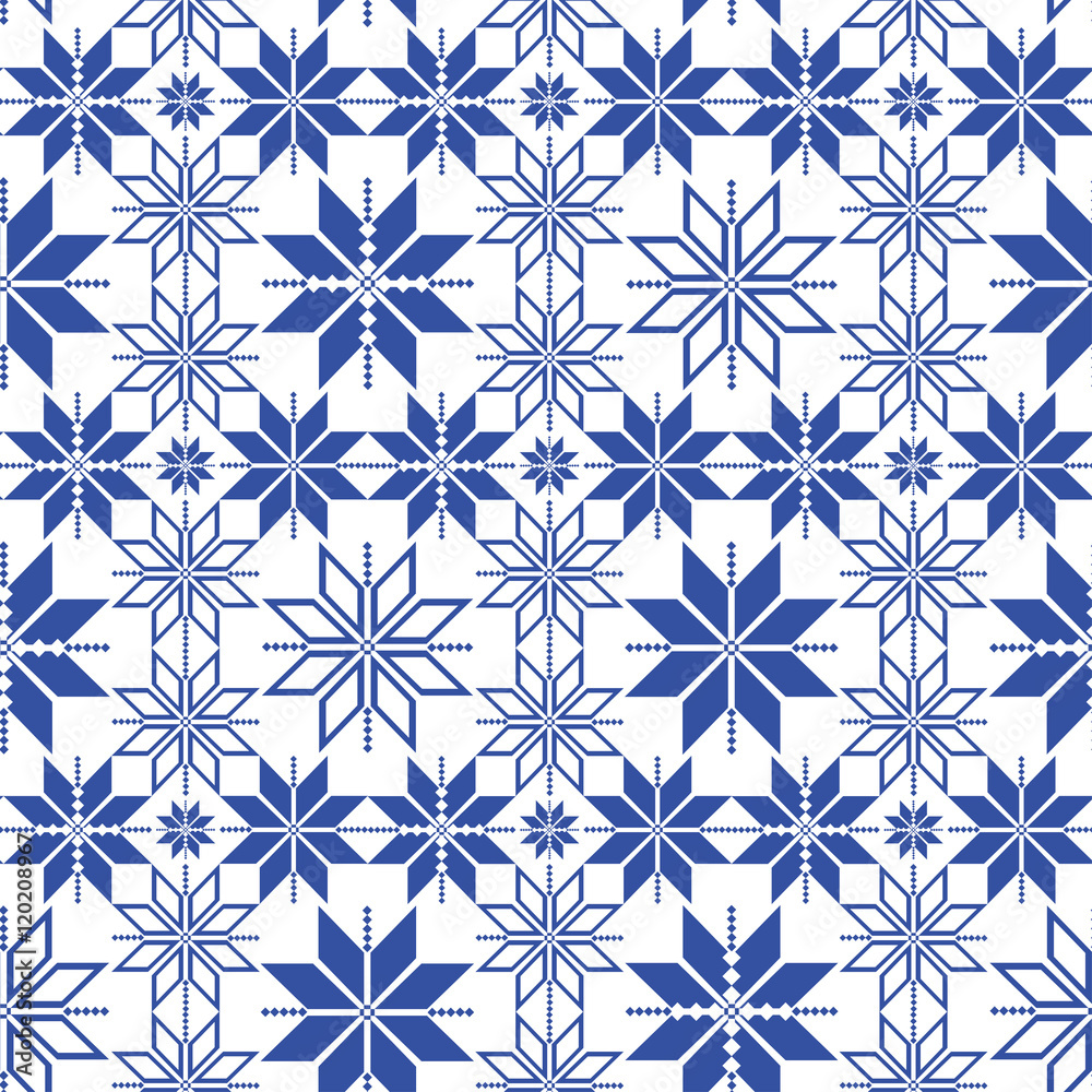 Seamless winter nordic pattern .Vector print in traditional Norwegian style.Winter background.Textile texture