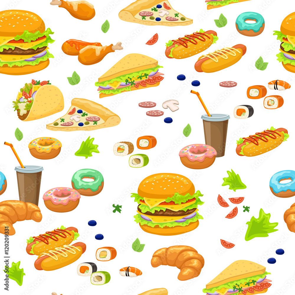 Fast Food Seamless Pattern