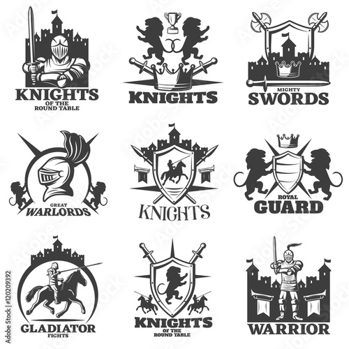 Knights Black White Emblems
