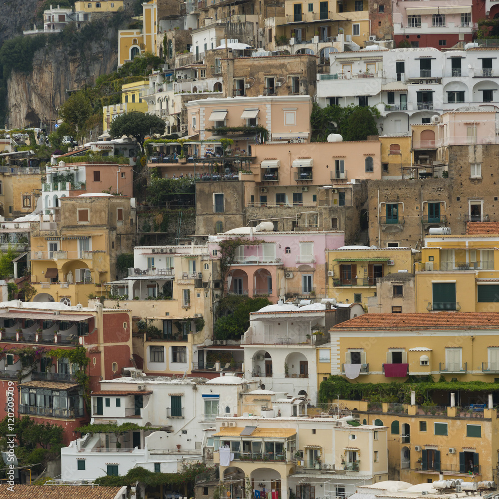 Residential buildings on hill, Positano, Amalfi Coast, Salerno,