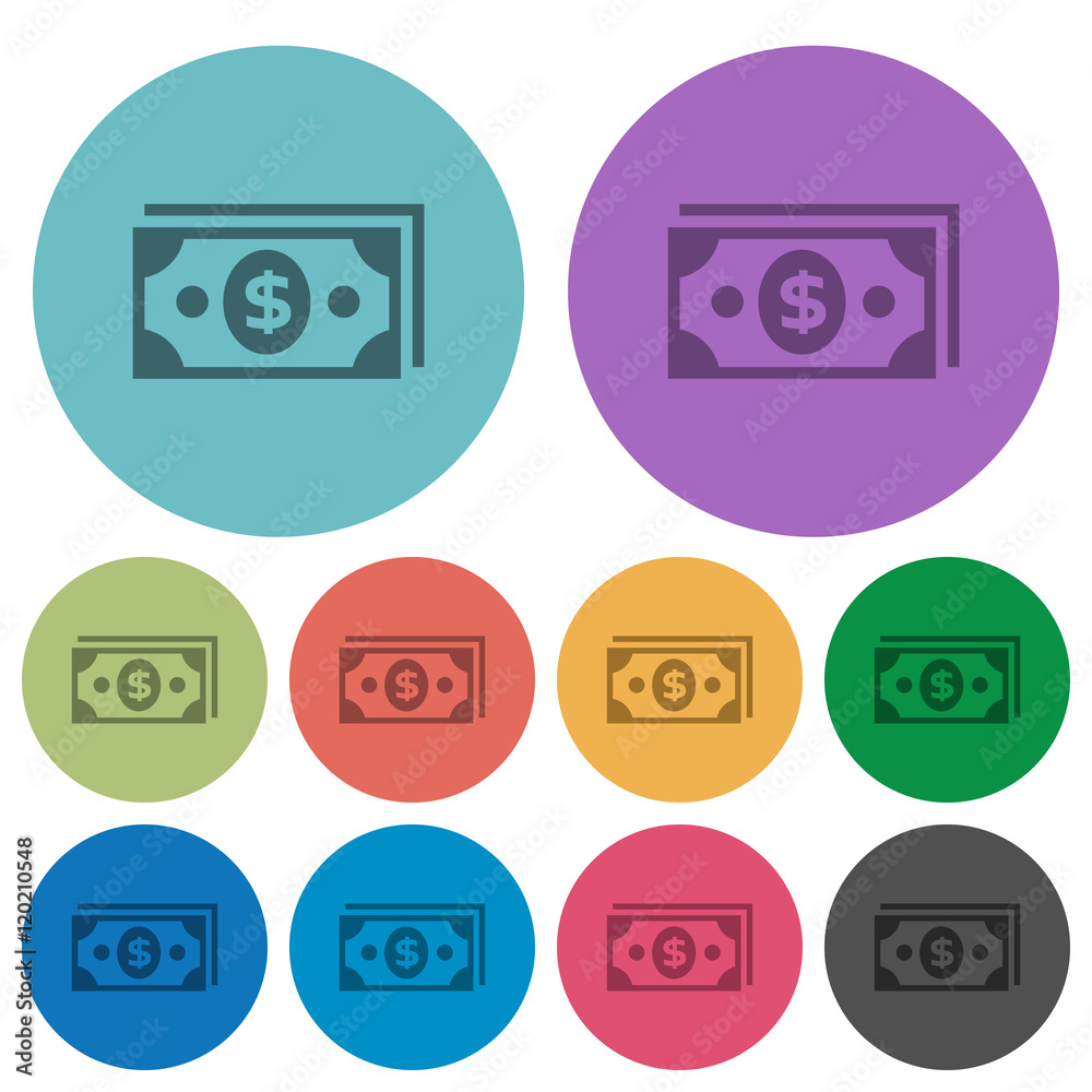 Color Dollar banknotes flat icons Color Dollar banknotes flat icons