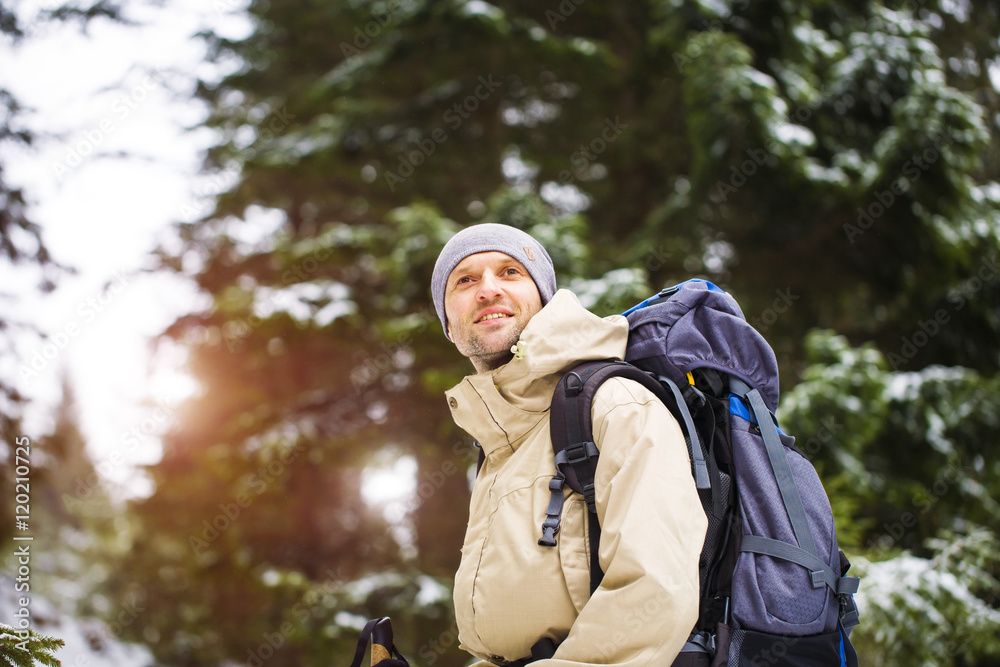 Man Hiking in nature. Man Hiking in nature.