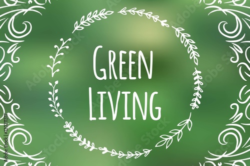 Vegan product label. World vegetarian day. Hand drawn rustic frame with flowers and leaves. Typography design.