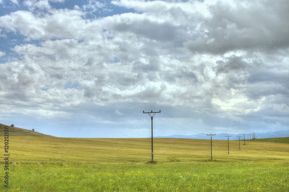 Farmfields and power lines