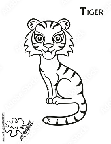 Fototapeta Naklejka Na Ścianę i Meble -  Children's coloring book that says Paint me. Tiger