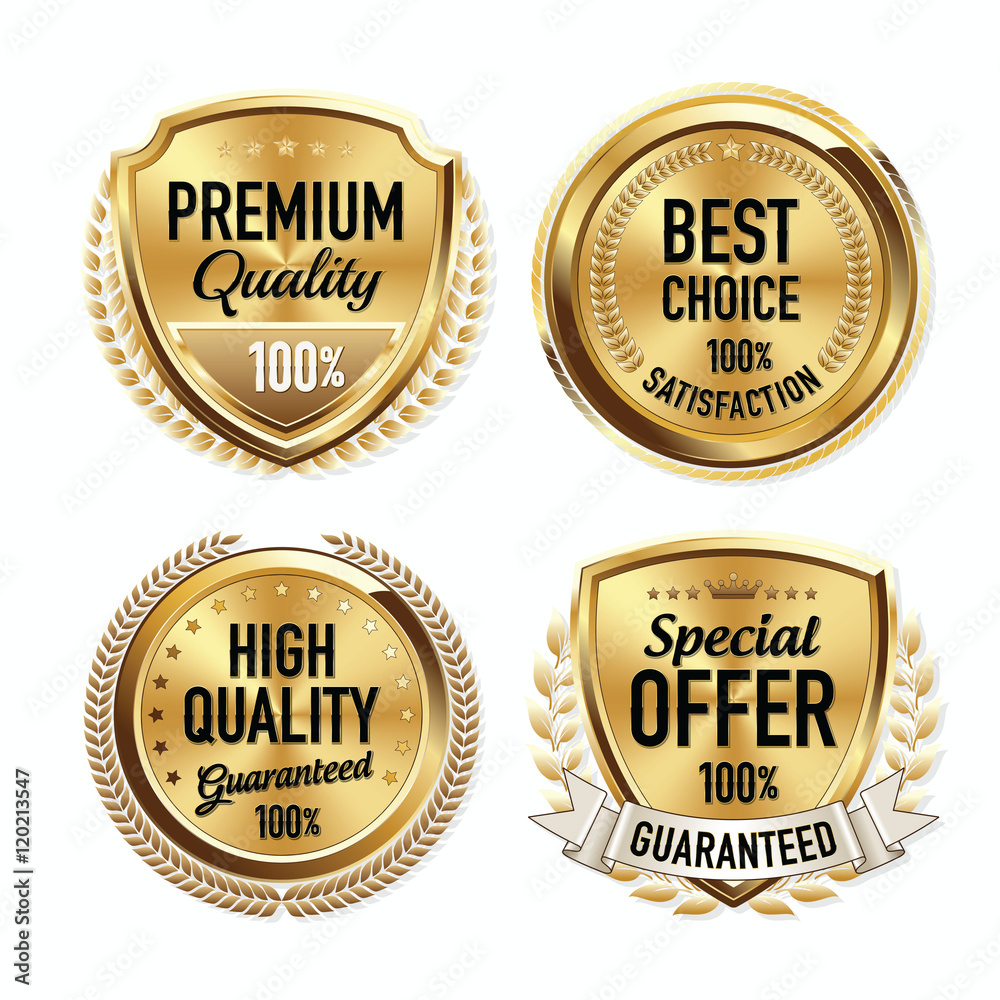 Set of Luxury Gold Quality Badges