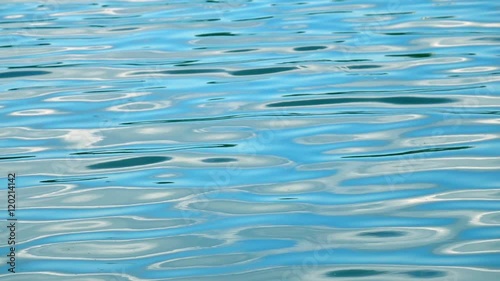 Running ripple on the turquoise water surface in slow motion. Amazing natural relaxation texture. Shallow dof. Cinematic moving background with meditative and hypnotic effect. 
