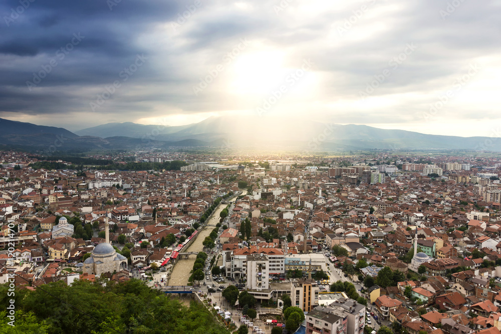 viewpoint to the city of prizren, kosovo