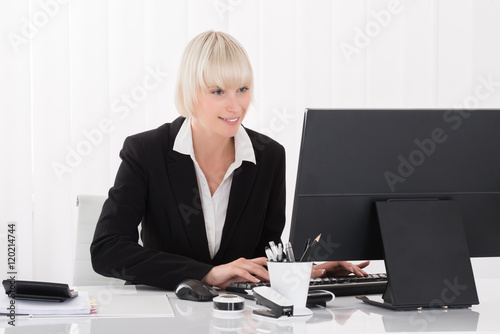 Businesswoman Working On Computer