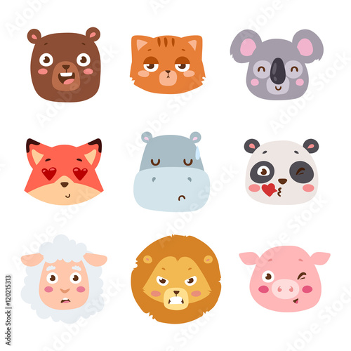 Animal emotion avatar vector illustration icon