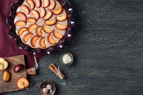 Εκτύπωση καμβά Plum pie cooking process