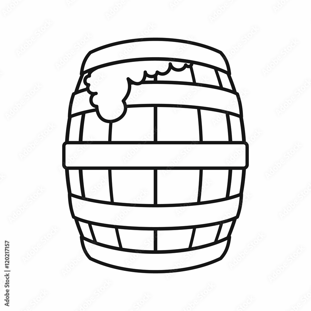 Barrel of beer in outline style isolated on white background vector illustration Barrel of beer in outline style isolated on white background vector illustration