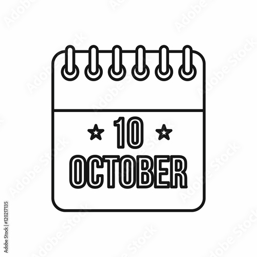 Calendar of Christopher Columbus Day in outline style isolated on white background vector illustration