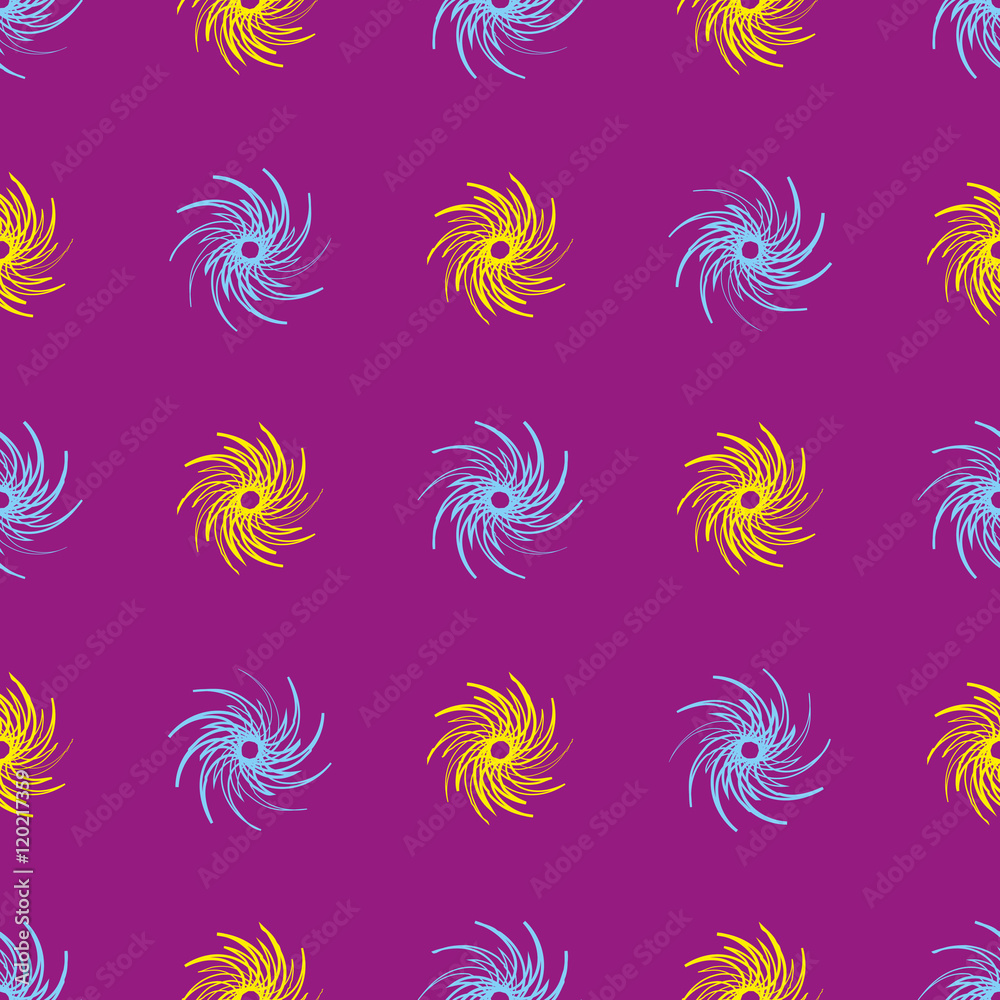 Blue and yellow flower abstract seamless pattern