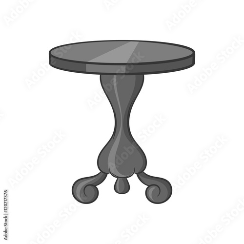 Round table icon in black monochrome style isolated on white background. Furniture symbol vector illustration